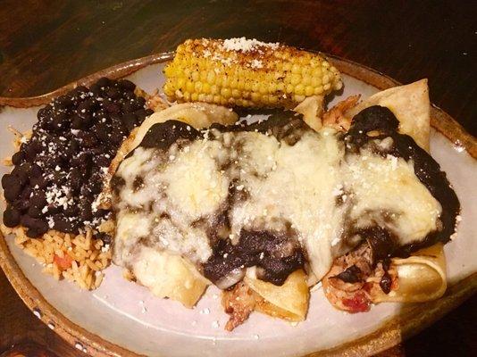 Chicken enchiladas with mole sauce
