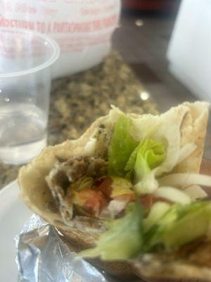 You can see the left over ash from the dirty grill on the pita.