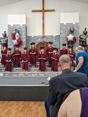 They had an adorable preschool graduation ceremony for all the kids who were going to Kindergarten.