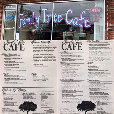 Family Tree Cafe Menu