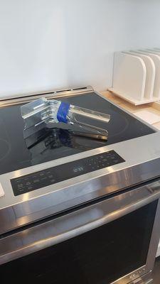 Delivered our oven and told us we needed to put anti- tip on ourselves. My husband had to spend hours putting it on.