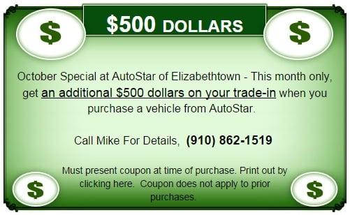 October Special!
$500 More On Your Trade!