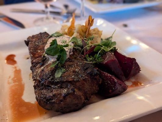 Pepper grilled New York strip