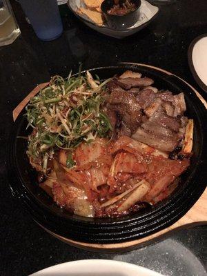 Kim chi sam gyup sal, Kim chi and pork belly with green onions on side. My style!