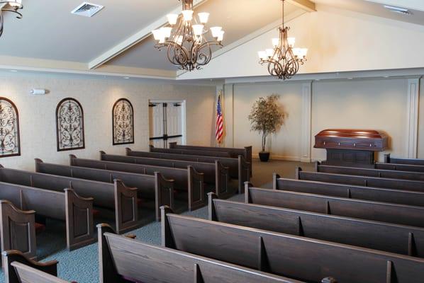 Our Formal Chapel is spacious and opens up to 3 large Staterooms if needed.