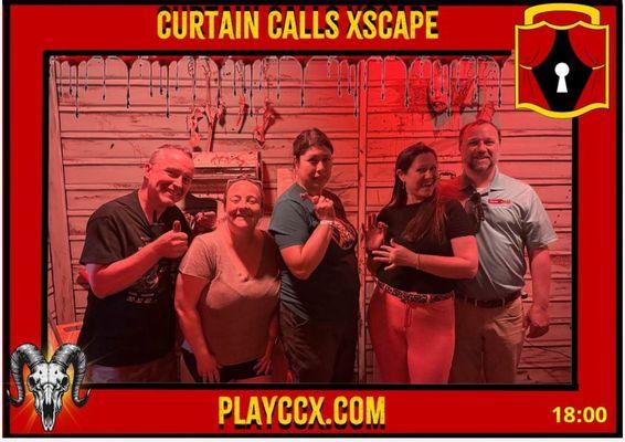 Overjoyed participants of the Curtain Calls Xscape rooms.