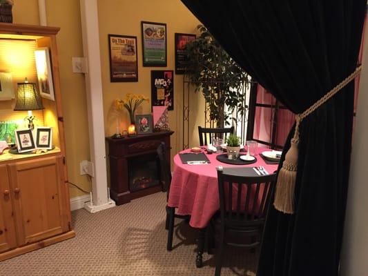 A quiet corner to sit and linger and have a relaxing bite to eat.