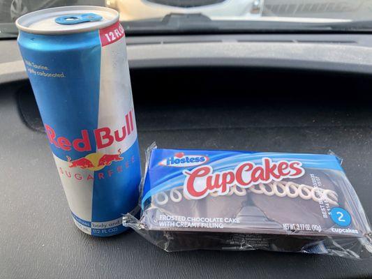Red Bull and Hostess CupCakes