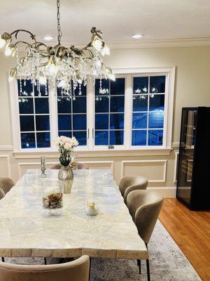 Dining table sets and the chandelier