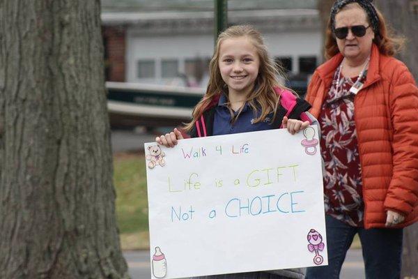 Students participate in the school's walk for life.