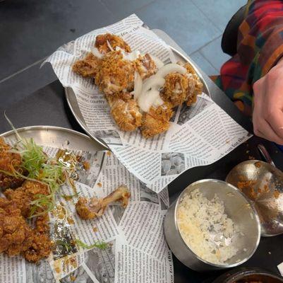 Spicy soy garlic and snow onion sauced chicken.