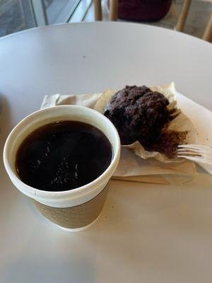 Americano and banana chocolate muffin