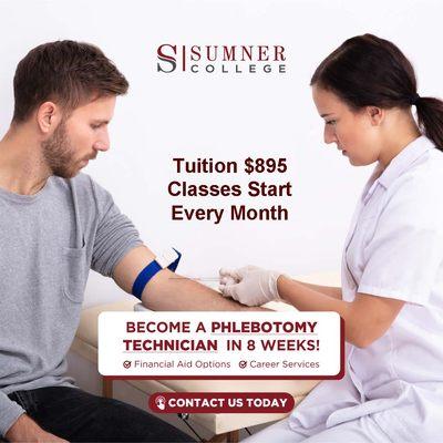 Phlebotomy Technician Classes Start Monthly | Tuition $895