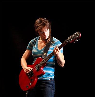 Lilia jammin' on electric guitar