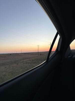 Here's a photo I took of the sunset about 4 1/2 hours into my wait for a tow driver!