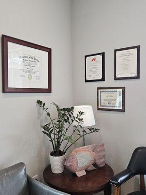 Display of credentials to show how qualified Dr. Quan is.