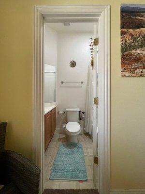 This guest bathroom is now bathed in abundant natural light