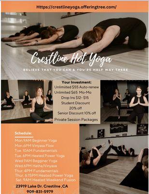 Class schedule- Flyer