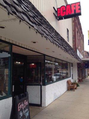 Hot black coffee and a short stack of pancakes, easy to be happy here.