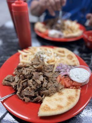 Gyros plate and Chicken lemon and rice soup