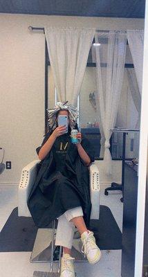 Salon Space and complimentary sparkling water