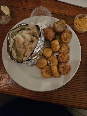 Grilled scallops and baked potato