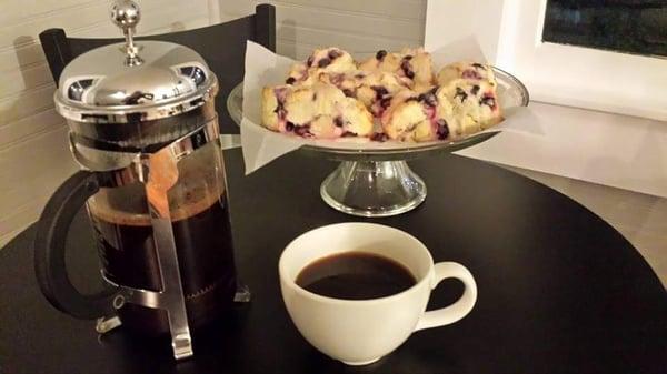 French Press coffee & scones.