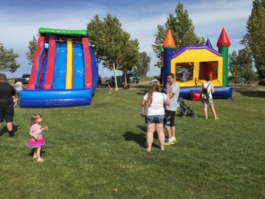 Two of the four bouncy houses.