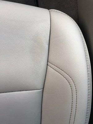 Leather seat before repair.