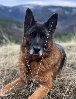 On a hike two months after the surgery.
