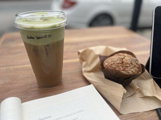 Jade special , and blueberry muffin.