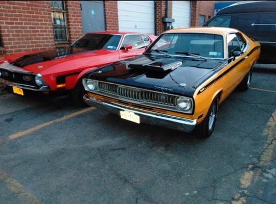 A freshly painted Duster and Mustang!