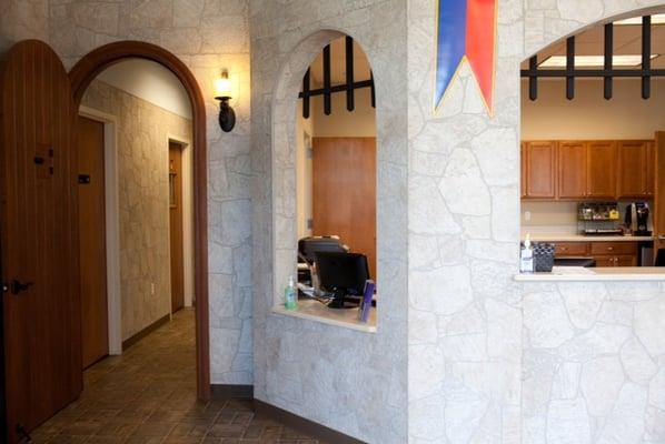 The reception area of the office - an enchanted forest theme!