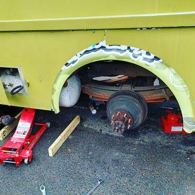 Spring replacement on a GMC P3500 Food Truck!