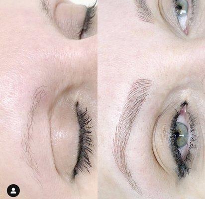 Blonde brows that opened up her pretty blue eyes!