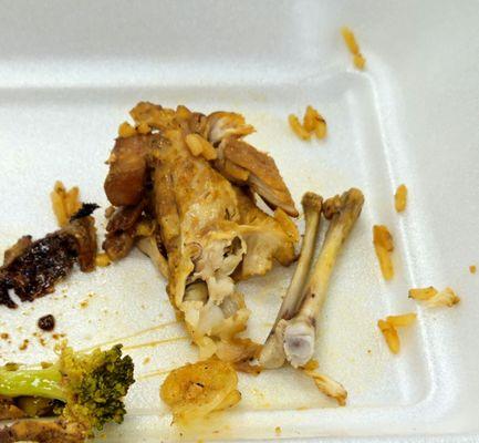 Bones, gristle & rubbery skin in my Fajita Chicken! I don't think so!