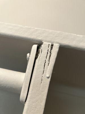 Shelving and clothes hooks are NOT anchored into the wall. Already have had one shelf/clothes hook collapse bc it's not safely secured