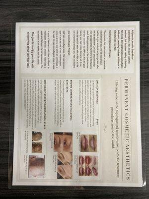 Beauty Ink Service Menu