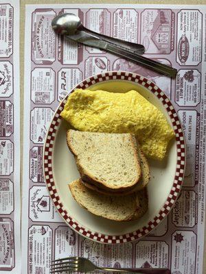 Omelette and rye toast