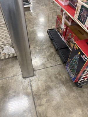 The average walk space between the runs, the space between aisles and these rows is literally one cart wide