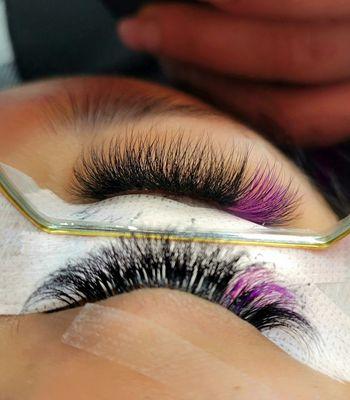 Volume Lash extensions w/a pop of purple