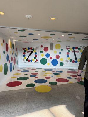 The twister room you are able to play with the giant spinners on the wall