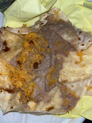 Bean and cheese burrito, extra charge for rice