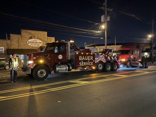 Truck fire tow on November 13th on Route 78. Tow back to Chatham, split tow back to our shop.