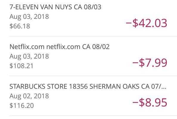 LOOK AT THE CHARGES FIRST ONE $42 AND SECOND CHARGE $52