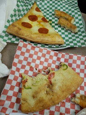 Pepperoni Slice (top) Stuffed Veggie (bottom)
