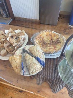 They also have bites to eat - quiche, Blueberry Muffins, Scones, etc.