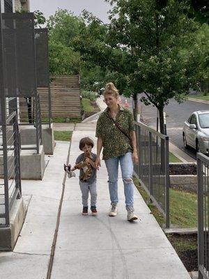 Walking to the entrance, a cute peaceful neighborhood