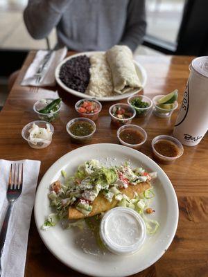 Crispy potato taco & combo plate with burrito