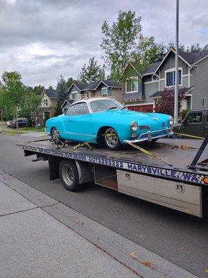 Another classic car safely towed by R and R!